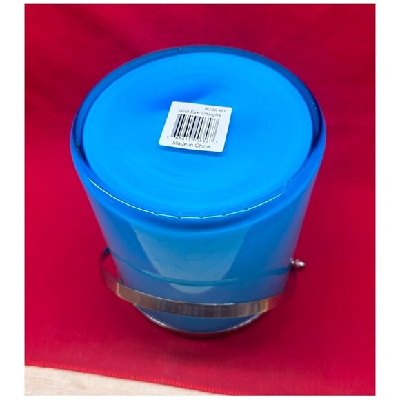 Blue MINI Ice Bucket Plastic w/ Chrome Metal Trim & Handle by Wild Eye Designs - Picture 4 of 5